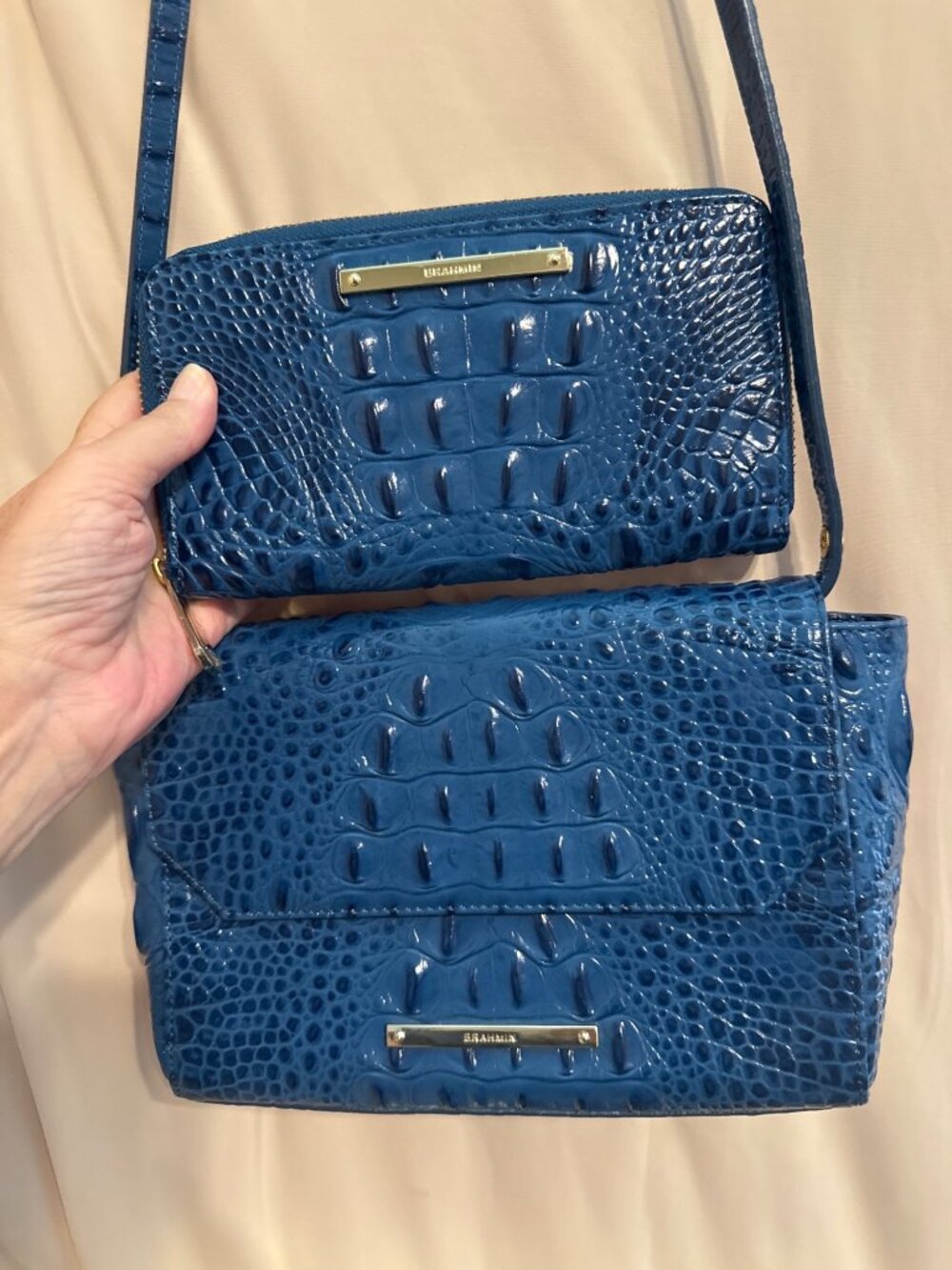 2 Pc Brahmin Cordelia Wallet & Purse Blue Melbourne
